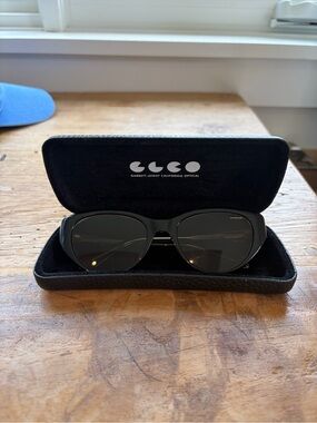 Garrett Leight Cleo Black Sunglasses with Dark Lenses